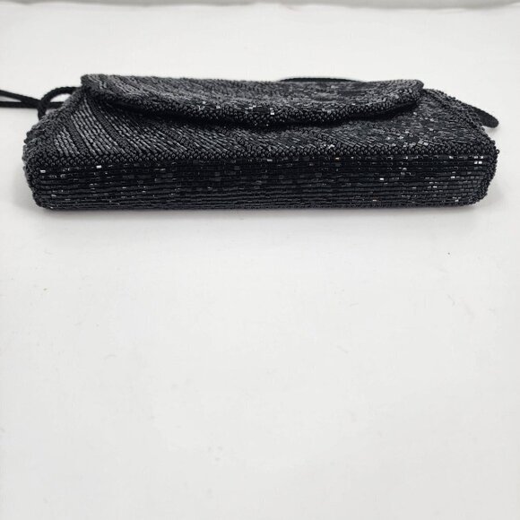 Bonwit Teller Vintage Beaded Evening Bag Long Strap‎ Crossbody Black - Picture 14 of 14